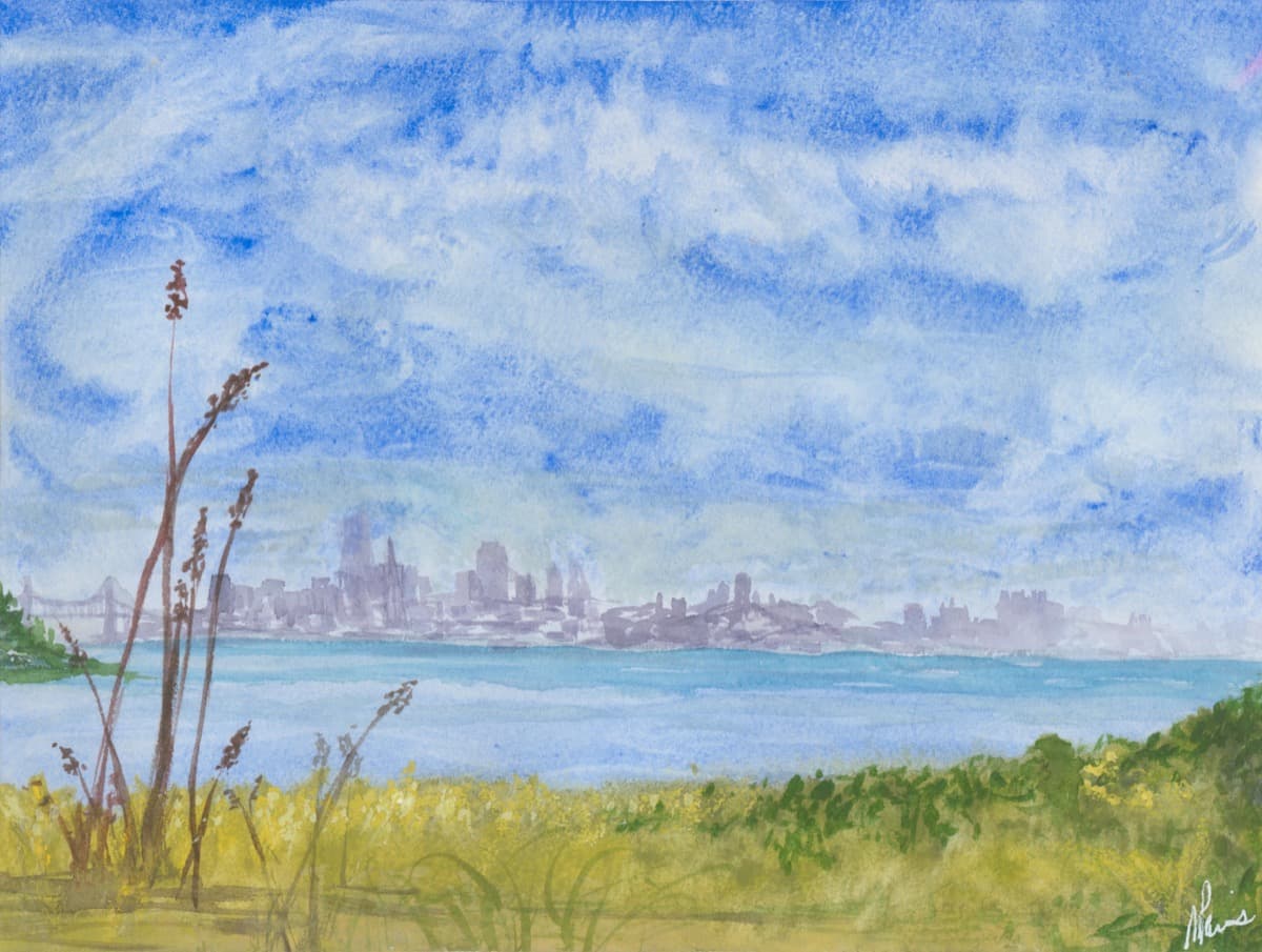 Distant SF — watercolor by Nikki Paris