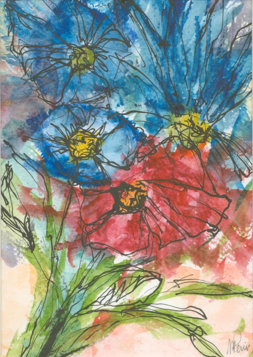July 4th Flowers — watercolor by Nikki Paris