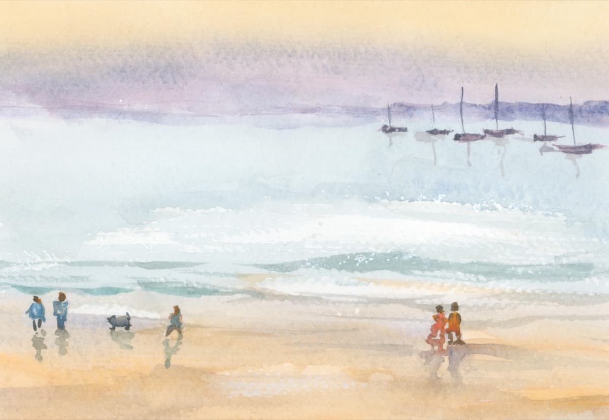 Seashore Stroll — watercolor by Nikki Paris
