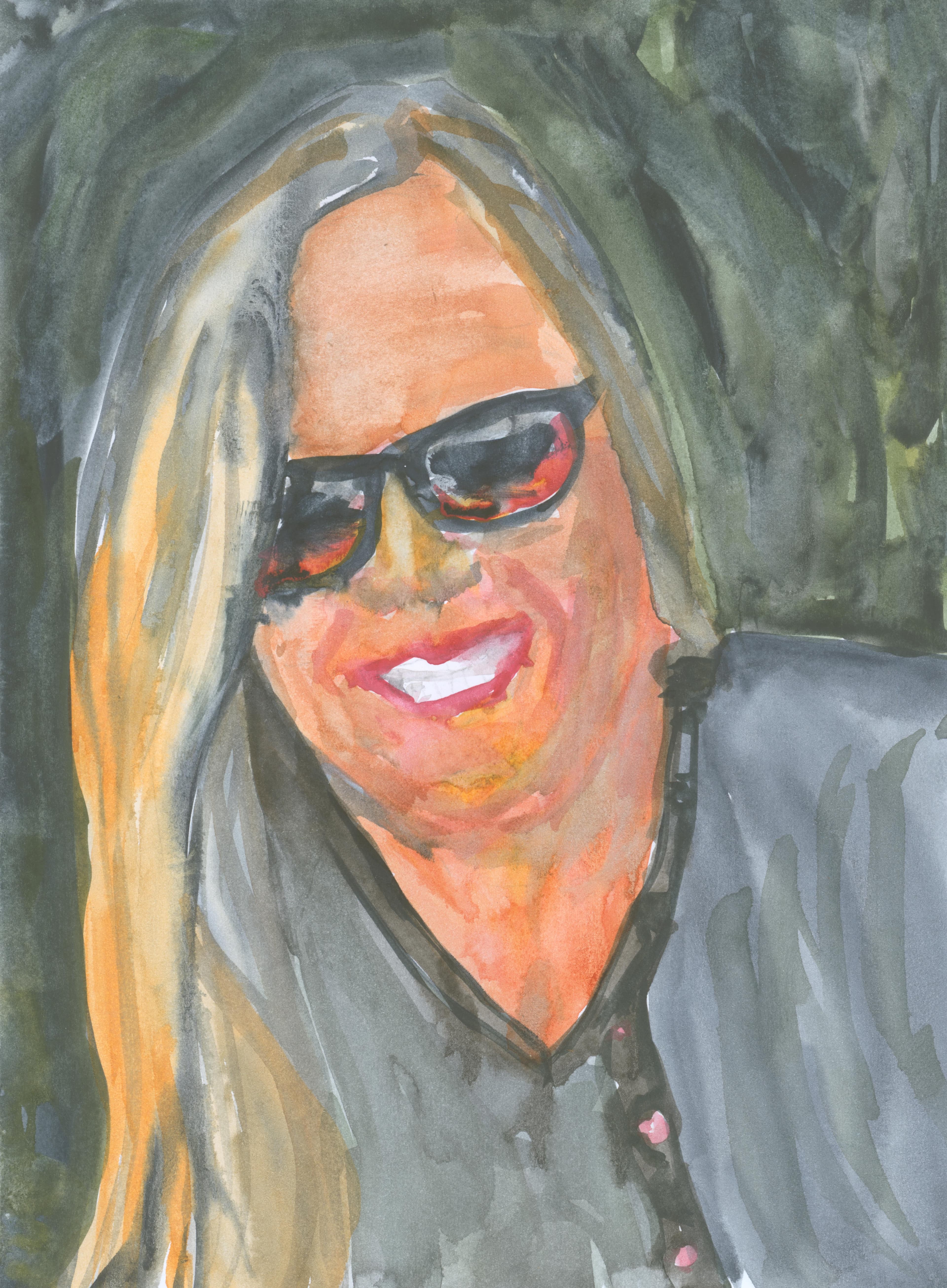 Watercolor self-portrait of Nikki Paris